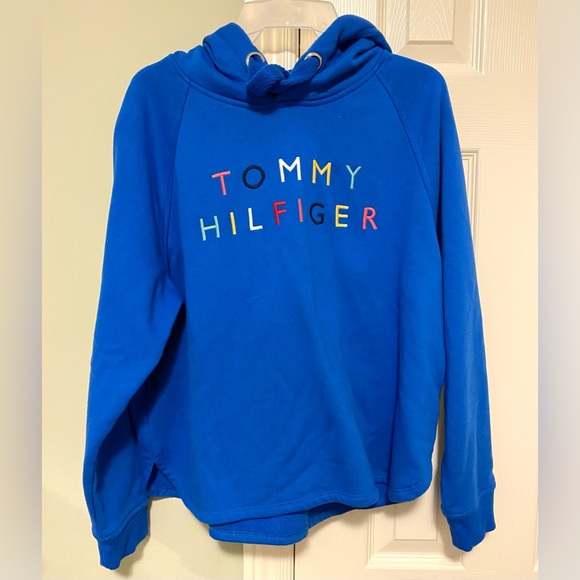 Tommy Hilfiger | Sweaters | Tommy Hilfiger Hoodie With Coloured Logo |  Poshmark